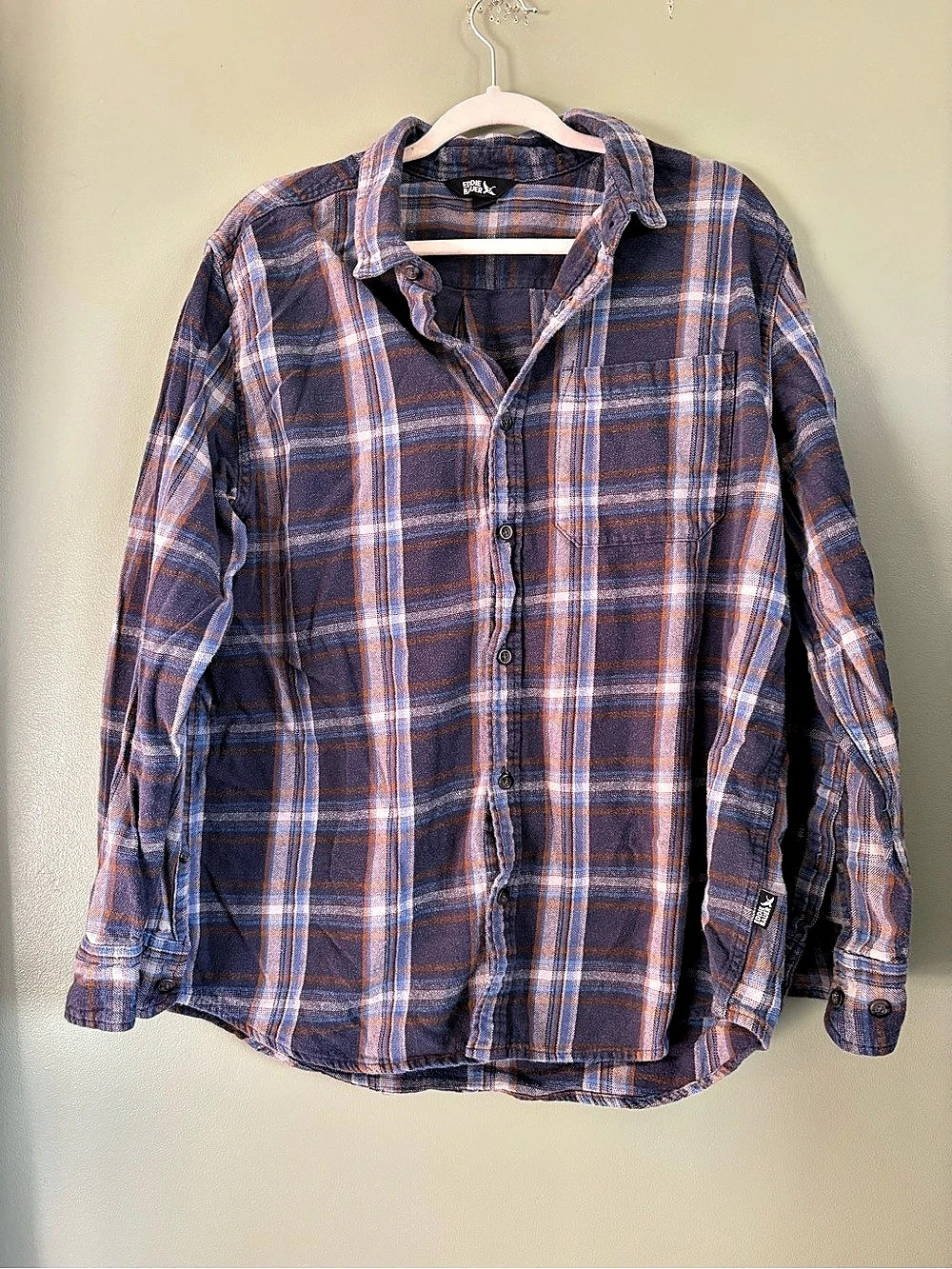 Eddie Bauer Men's Plaid Flannel Cotton Shirt Size XL